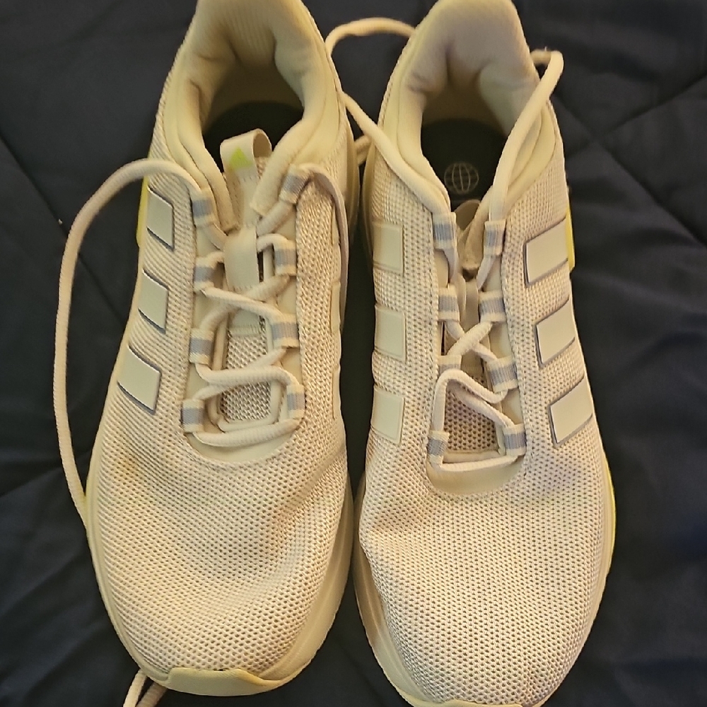 Cream Adidis Athletic Sneakers with Stripes